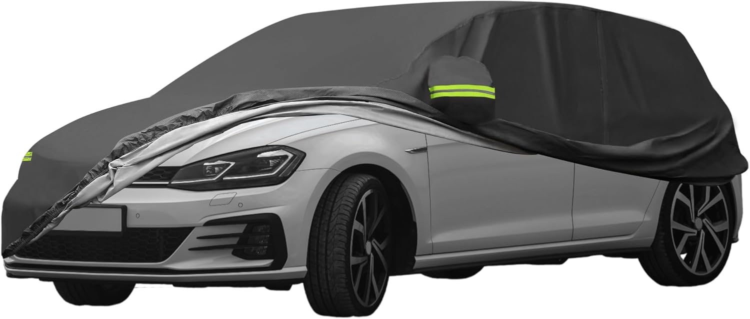 uxcell for VW Golf 2003-2022 Cover Waterproof Car Cover Outdoor Full Car Cover All Weather Protection Rain Sun Protection with Zipper Black