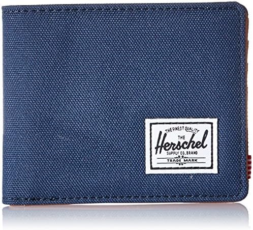 Herschel unisex adult Hank Rfid Bi Fold Wallet, Navy/Tan Synthetic Leather, One Size US