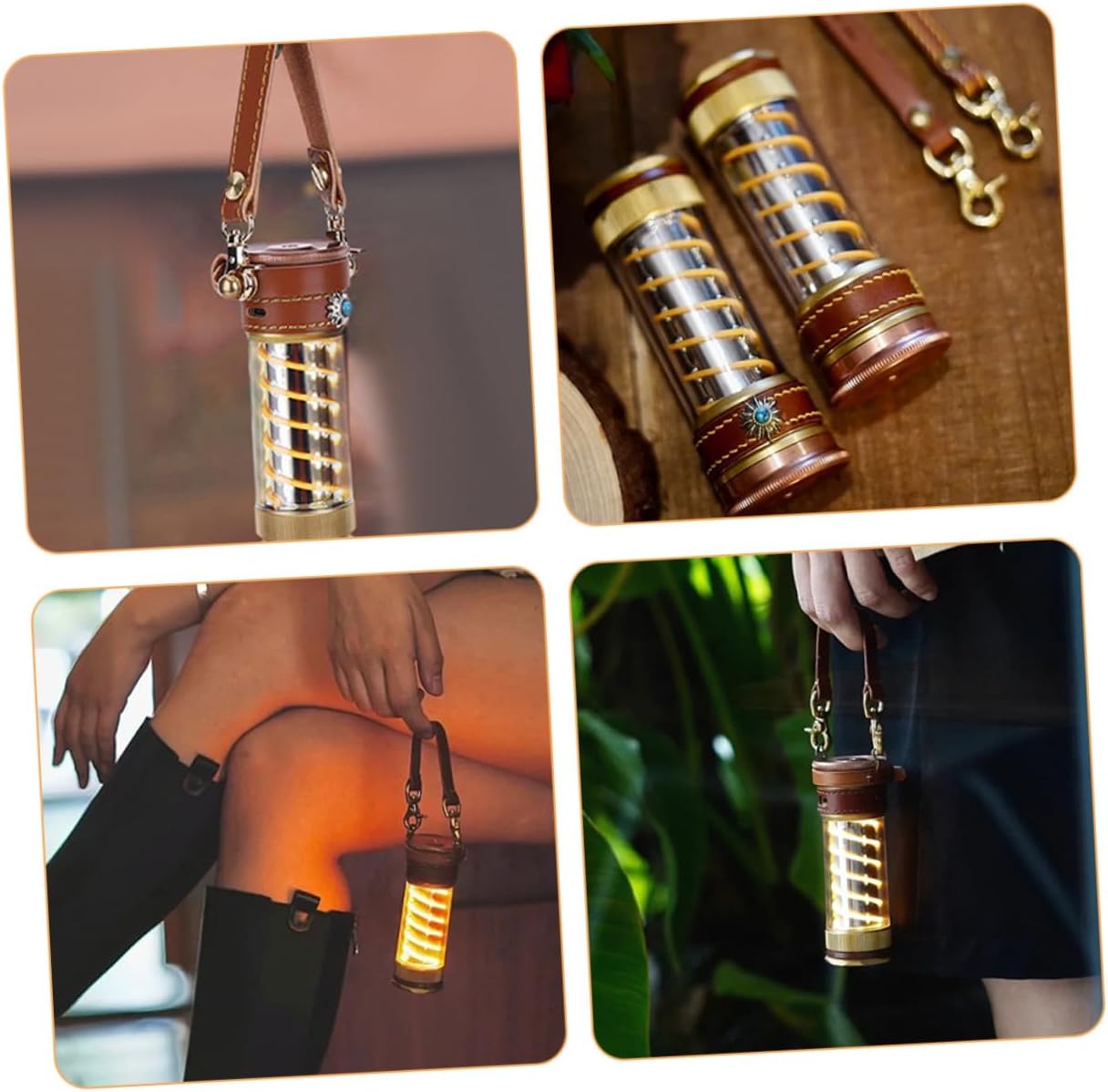 Outanaya Camping Lantern Hanging Strap Set, 3pcs Leather Carrying Ropes for Tent Lights and Water Bottles, Outdoor Lantern Carrier for Camping and Hiking Accessories