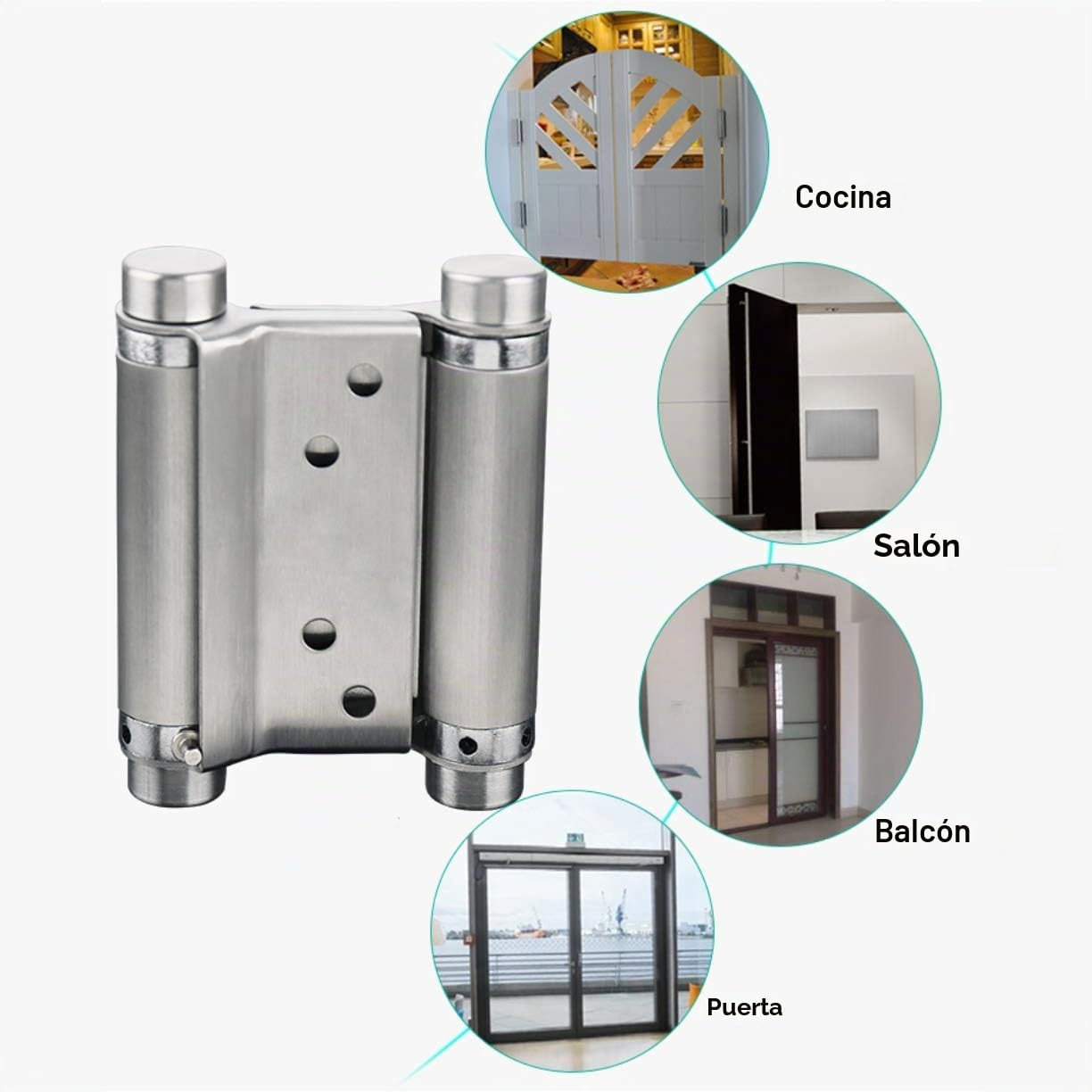 2 Piezas Bisagras para Puertas de Doble Acción Bisagras de Puertas de Acero Inoxidable de 3 Pulgadas Bisagras de Vaivén de 180 Grados Bisagras con Muelle para Puertas de Cocina Cafetería Bar