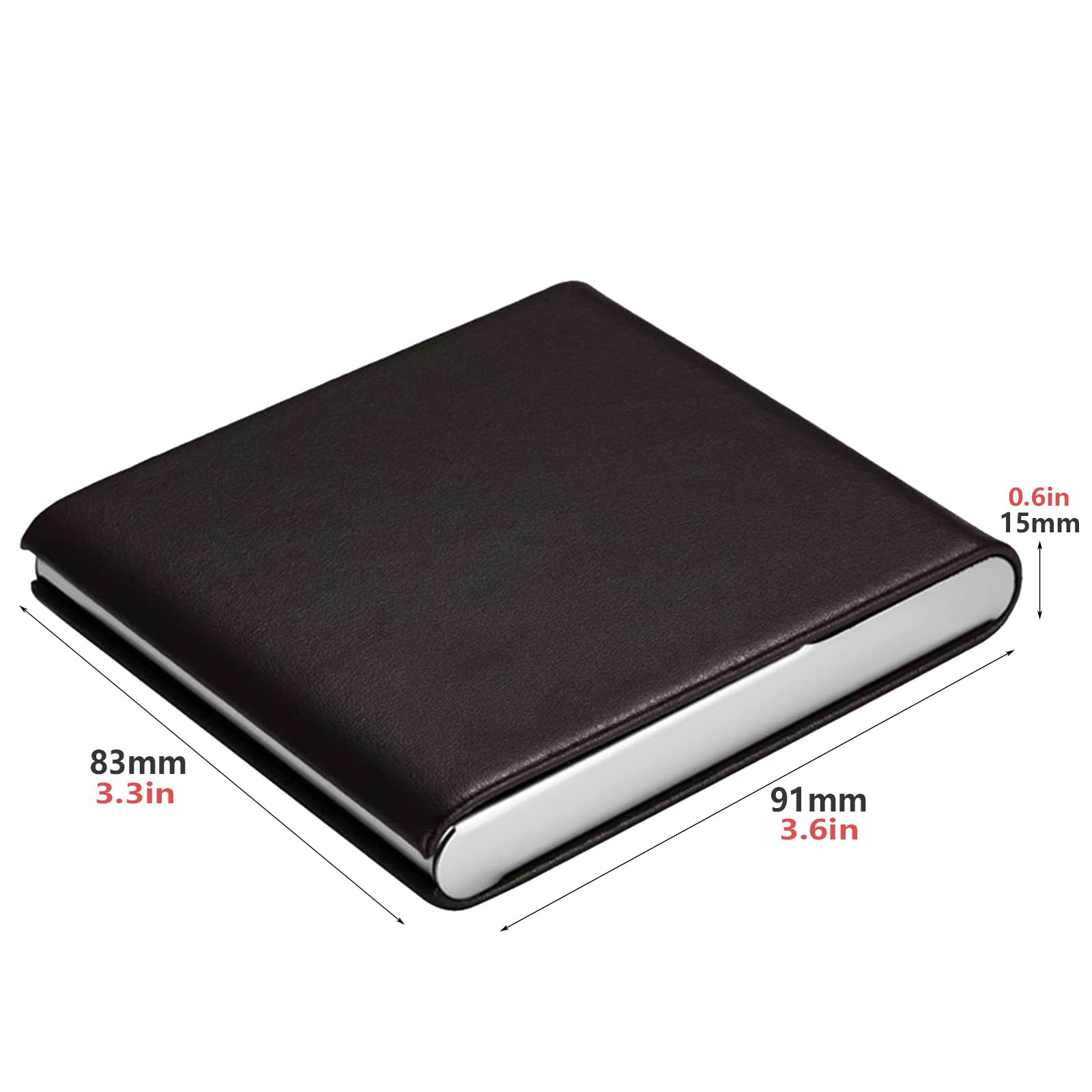 Portasigarette Uomo in Pelle, Extra Slim Portasigarette in Acciaio Inossidabile, per 10 84mm Sigarette Brown,One Size