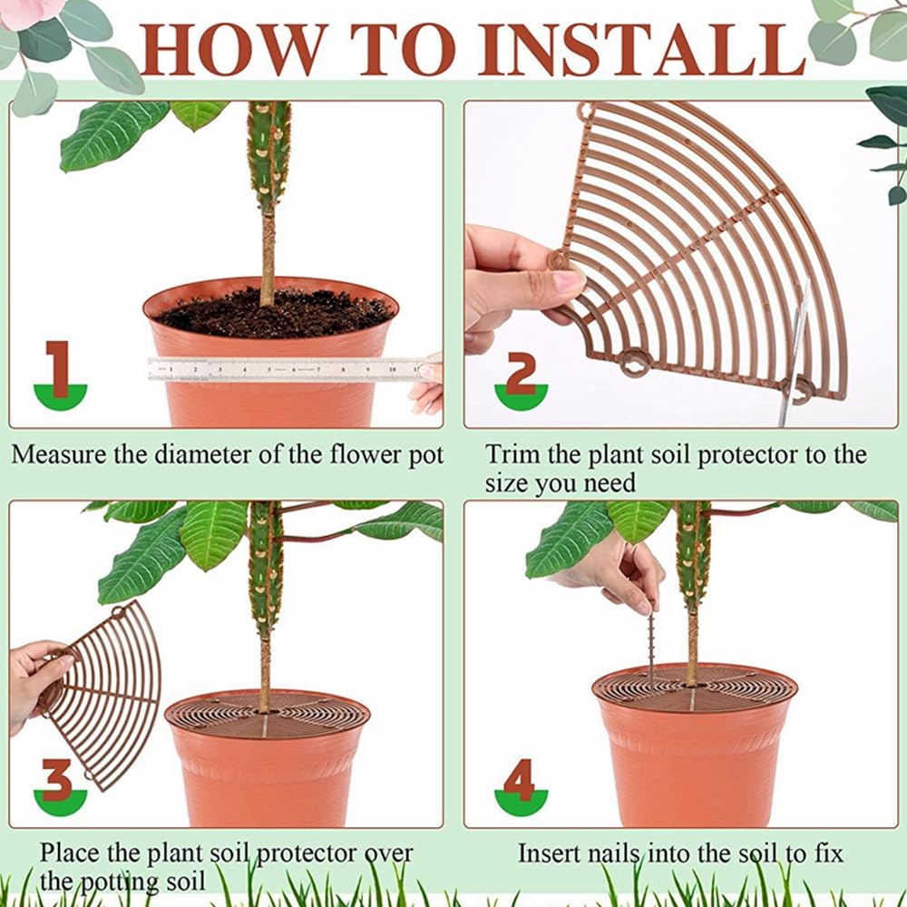 Protecteur de pot de fleurs, Lot de 2 grilles de protection en plastique, Découpables, Protection du sol, jusqu'à 30 cm de diamètre, pour enfants et animaux domestiques, Usage intérieur