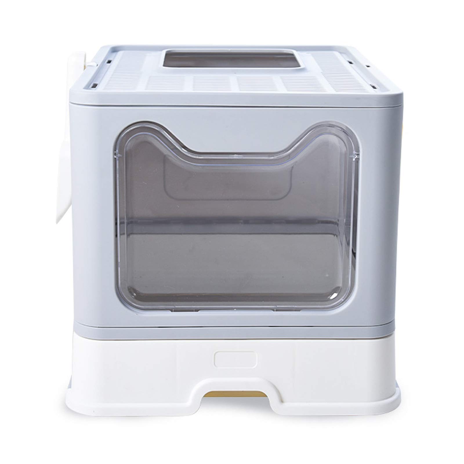 Toilette pour chat pliable grand bac avec pelle plastique et couvercle gris
