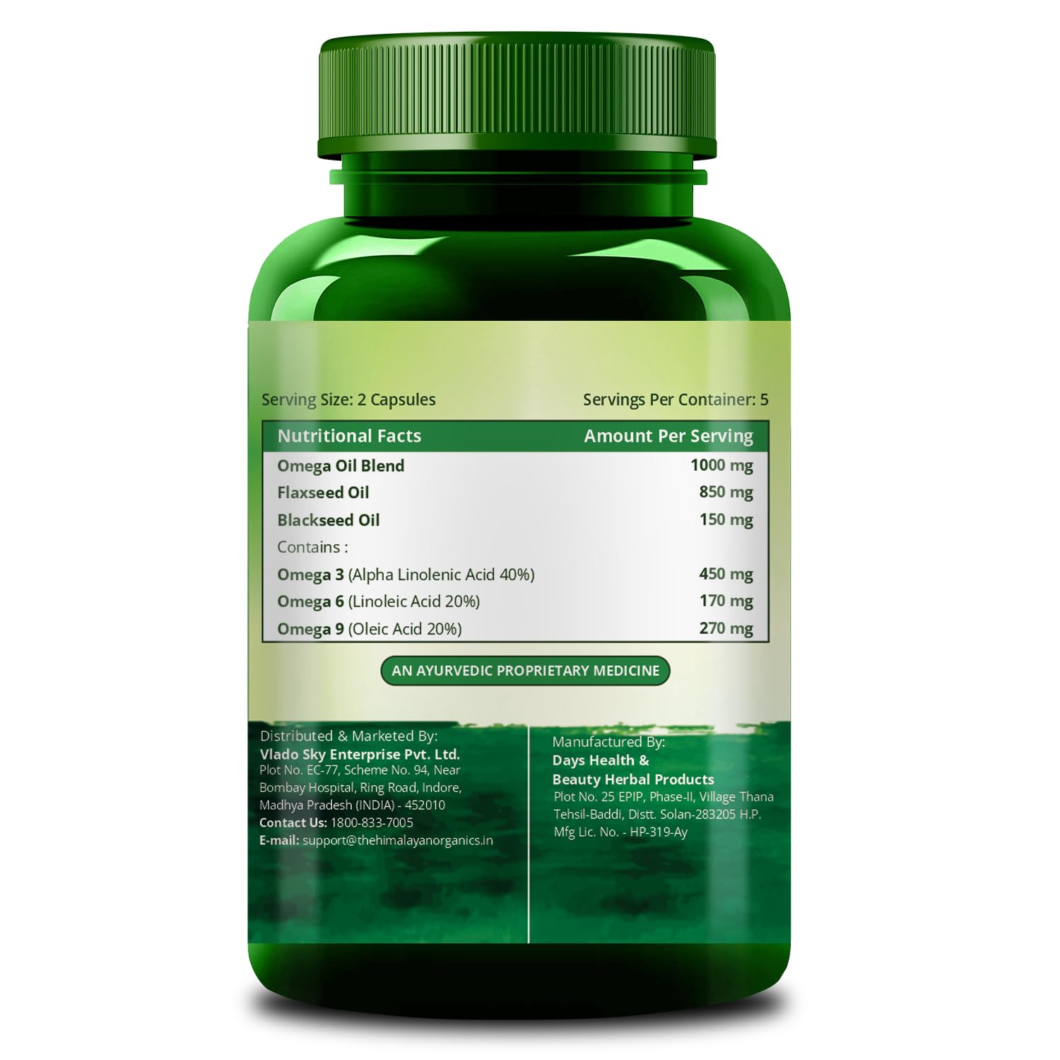 Vlado's Himalayan Organics Flax Seed Oil Omega 3 6 9 Vegan Natural Nutrition Supplement for Muscle, Bone, Heart & Skin - 10 Veg Tablets 1
