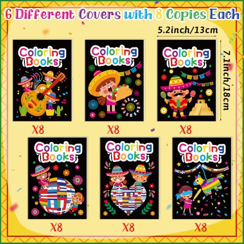 Image of Hispanic Heritage Month Mini Coloring Books for Kids DIY Party Favor | Bulk Latino American Themed Mini DIY Coloring Books for Kids Hispanic Heritage Month Party Supplies Goodies Bags Stuffer