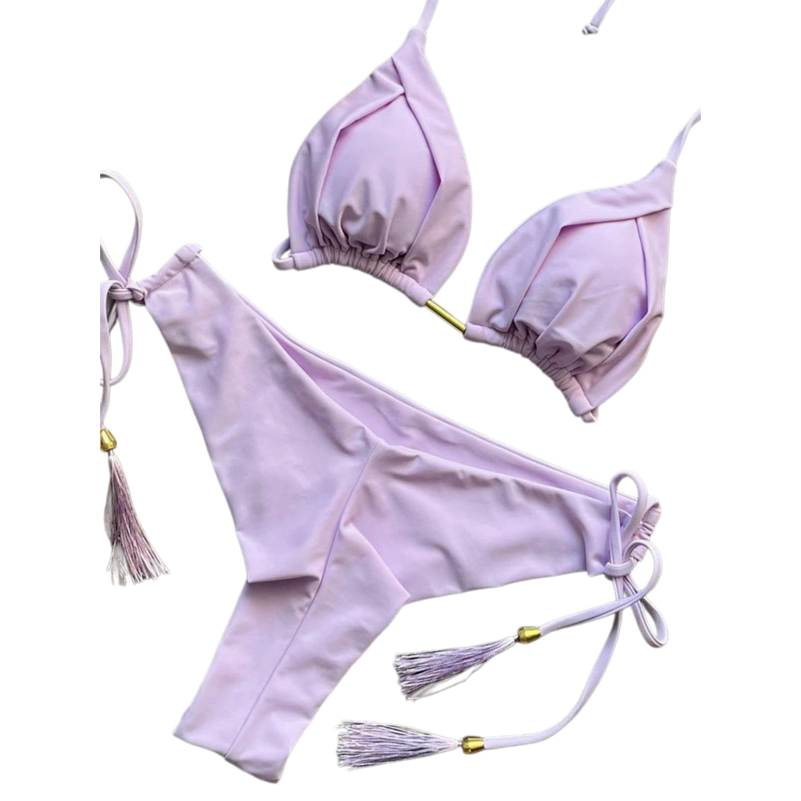 Bikini perlé en Nylon Terre Cuite | Terracotta S/M/L Vacances à la plage et à la piscine : Bikini(Cs01,S)