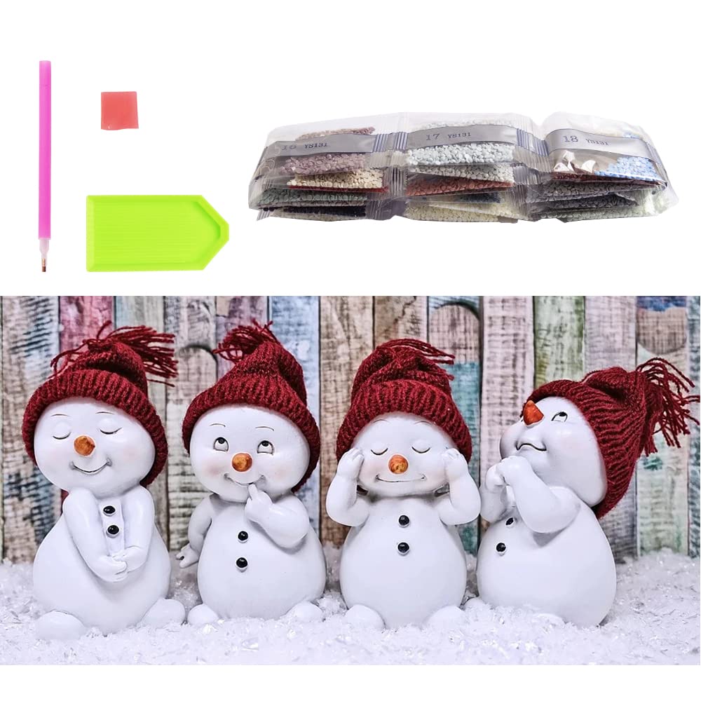 Kit Diamond Painting 5D Pupazzo Di Neve Di Natale - Pittura Con Diamanti Fai Da Te Per Decorazione Parete, Regalo Creativo