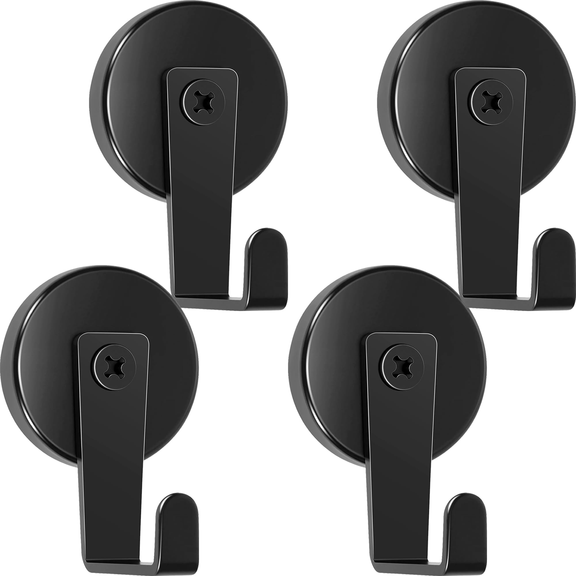 Neosmuk Magnetic Hooks,170lb Heavy Duty Magnet Wreath Hanger,Steel-Tube Base,No-Drill Door Hook, Cruise Cabin Door Hook,Black,4 Pack