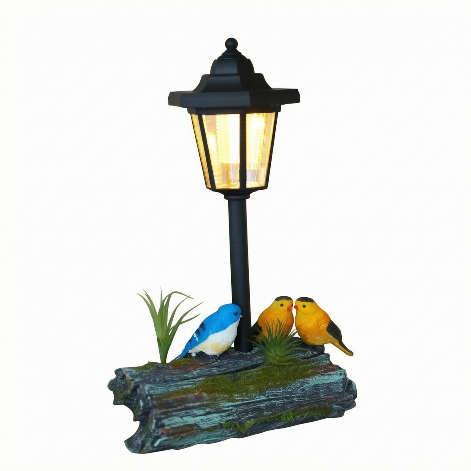Waterproof Solar Garden Lamp Sun-Resistant Lantern Garden Light Ambient Lighting Freestanding Lawn Lamp Slim Black Post for Courtyard, Bird Tree Stump-image-6