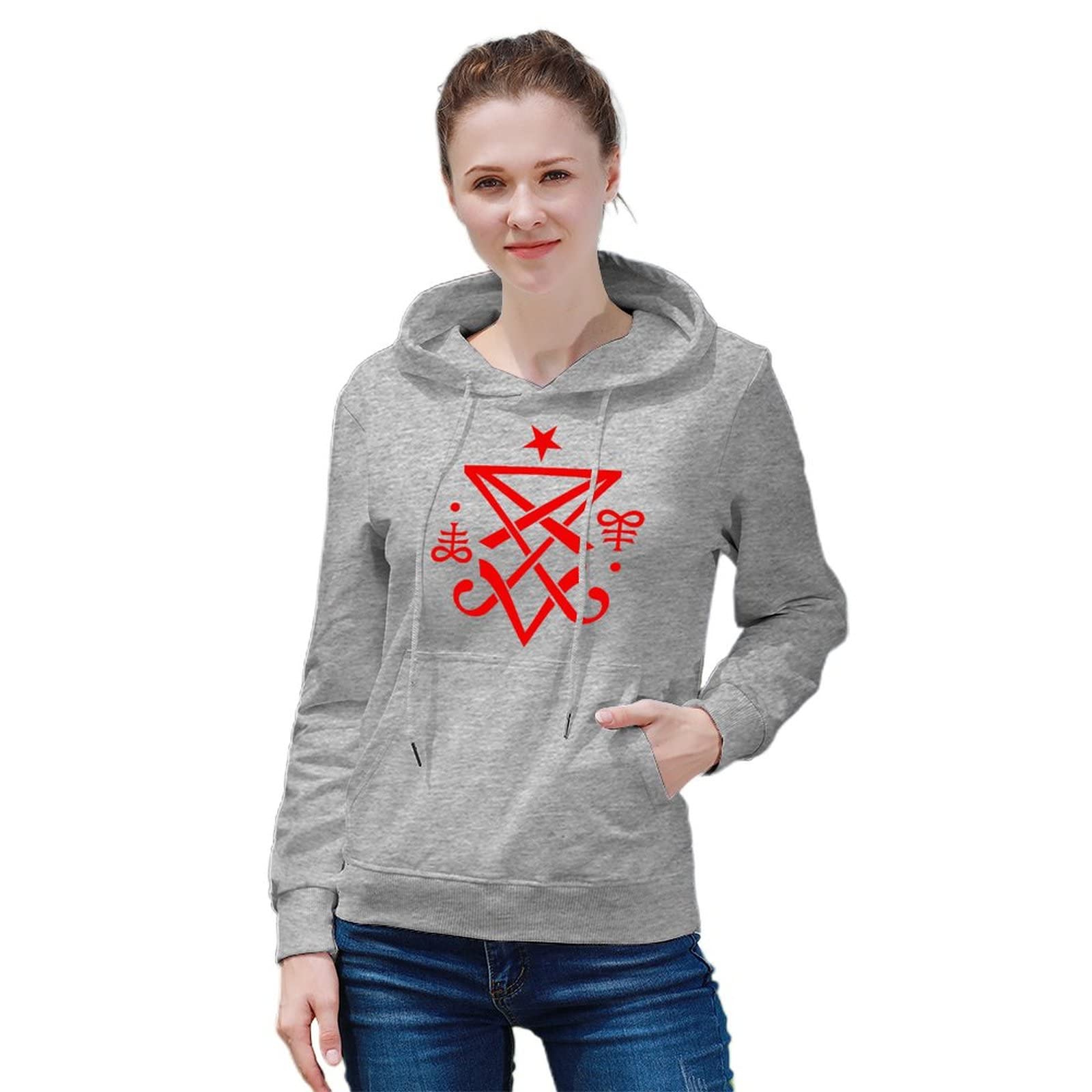BAIKUTOUAN Occult Sigil of Lucifer Women's Drawstring Hoodies Pullover Casual Trend Top Sweatshirts Printed