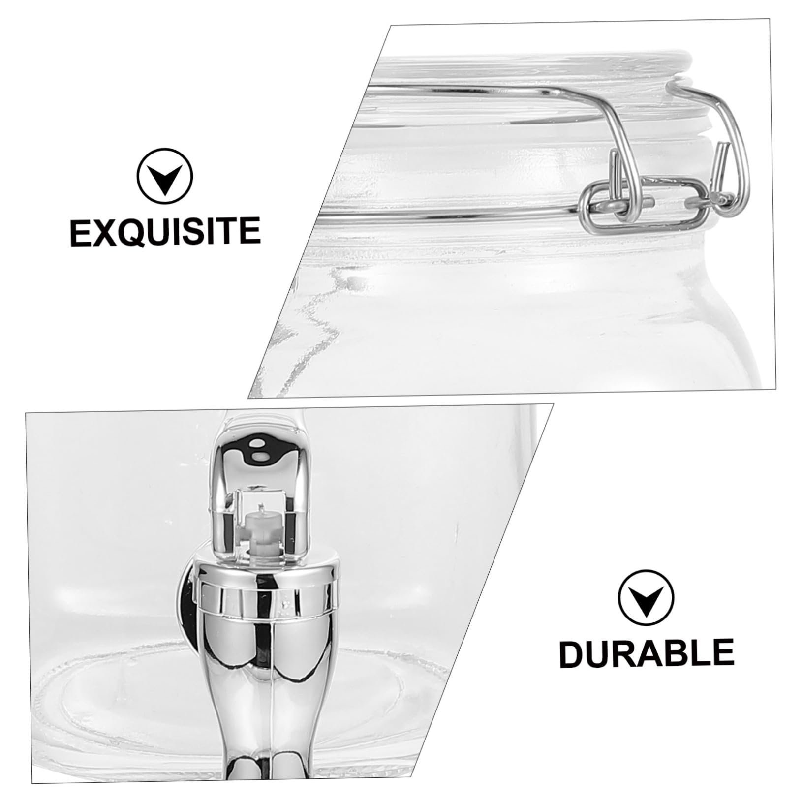 MAGICLULU Dispensador de Bebidas y Embalaje Fiable con Grifo de Vidrio 2l con Tapa Sellada para Uso en Cocina y Eventos
