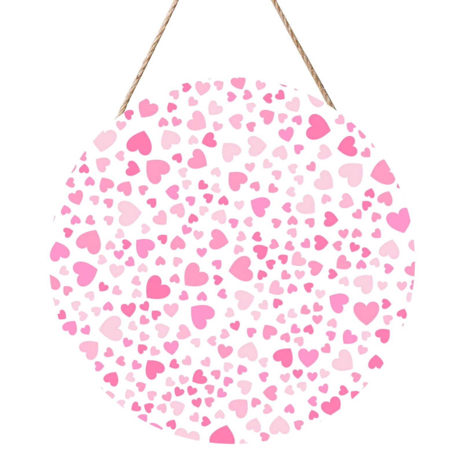 InOmak Cute Little Hearts, Round Wood Panel Painting 12 in, Wall Hanging Painting For Home