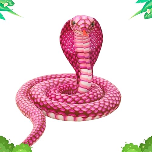 Miniatura 1 de Rakuto Peluche de serpiente, de 32 pulgadas, serpiente cobra rosa, juguete de peluche realista, regalo para niños, peluche de serpiente, peluche de