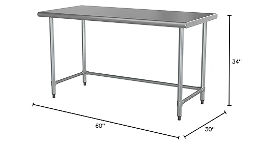 Miniatura 49 de Mesa de trabajo de base abierta de acero inoxidable 430 de calibre 18 de 30 x 72 pulgadas con ruedas giratorias de zinc resistentes de 5 pulgadas