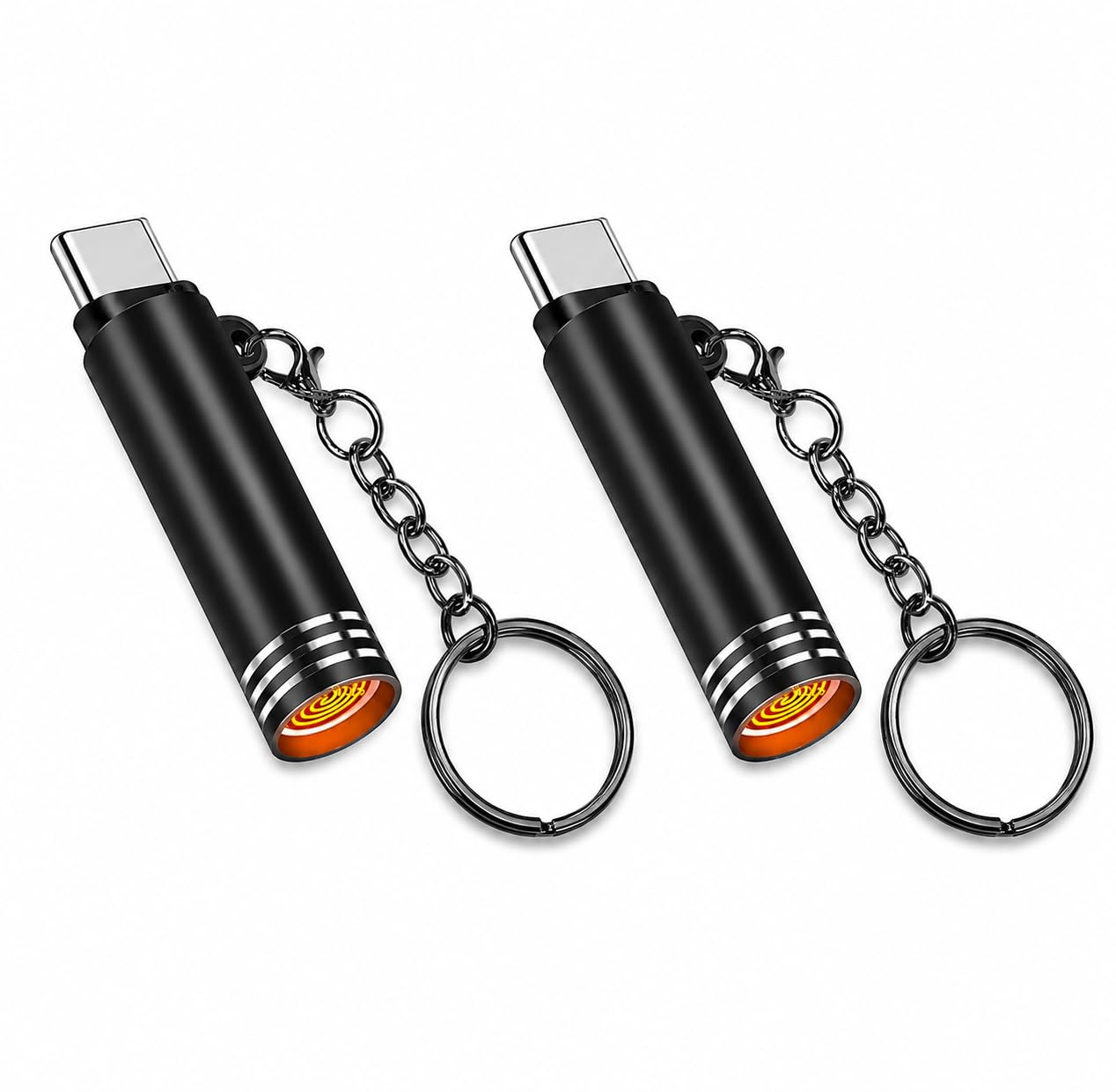 USB C Plug-in Electric Lighter Keychain, Flameless Arc Lighter, Portable Windproof Pocket Lighter for Outdoor Camping, Candle Lighting, Black (Pack of 2)-image-11