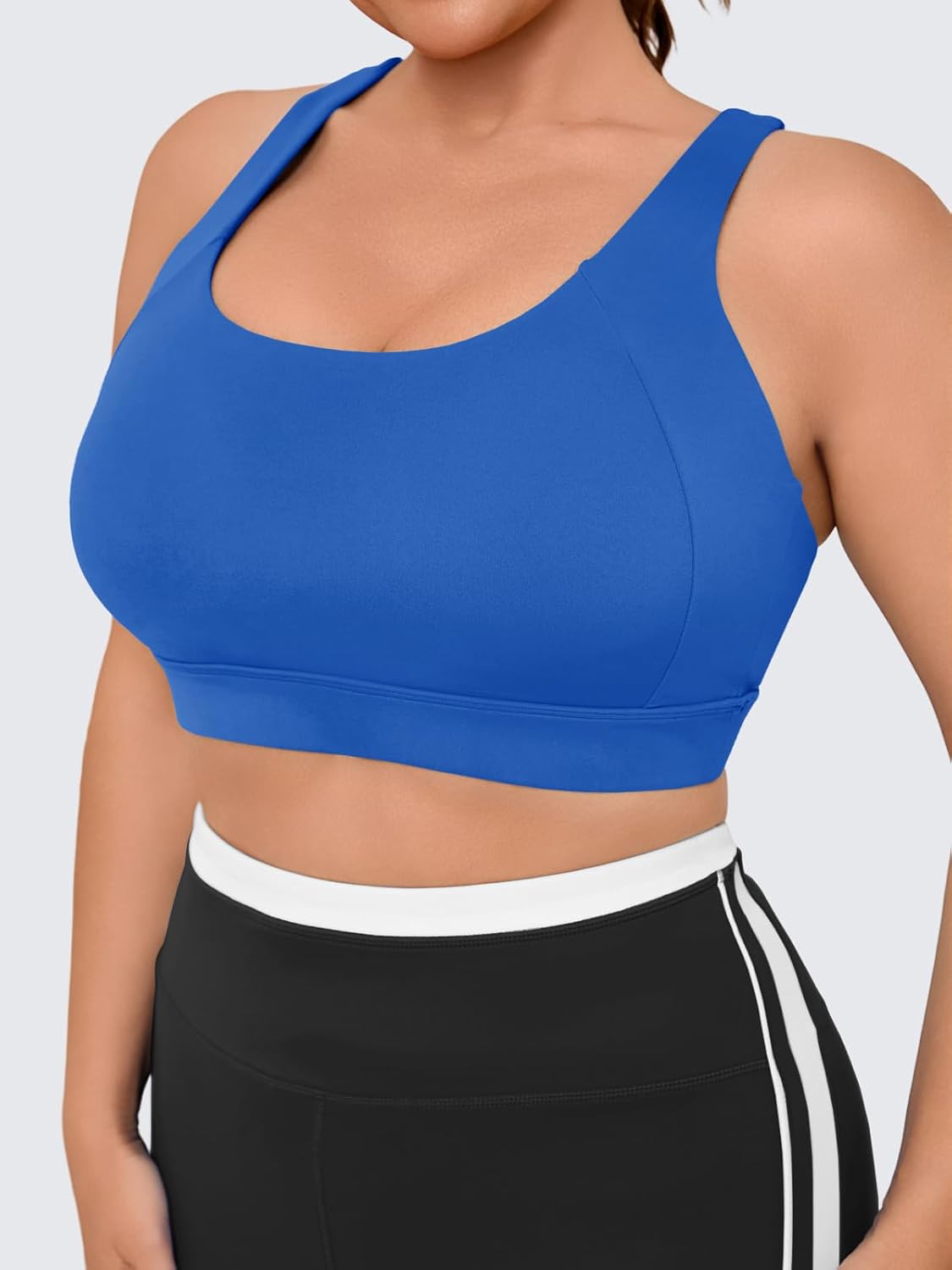 Aoysky Plus Size Sports Bras for Women Cloud Soft Racerback Sports Bra Adjustable Straps Padded Yoga Gym Workout Bra image 4