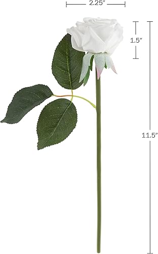 Miniatura 7 de Pure Garden Paquetes de rosas artificiales abiertas, 18 piezas de flores falsas de 11.5 pulgadas con tallos para decoración del hogar, bodas o