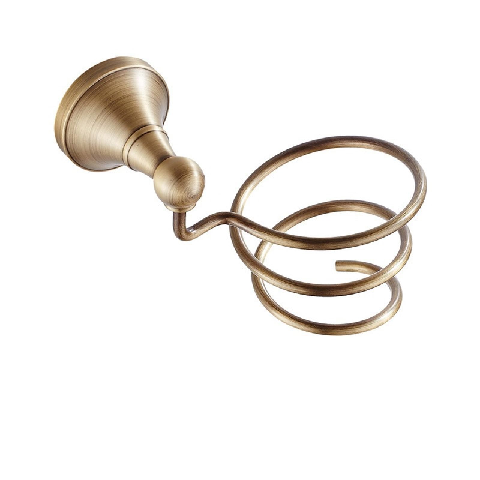 Fanjubei Bronze Bathroom Shower Copper Antique-Style Storage Hangers, Antique Hair Dryer Stand