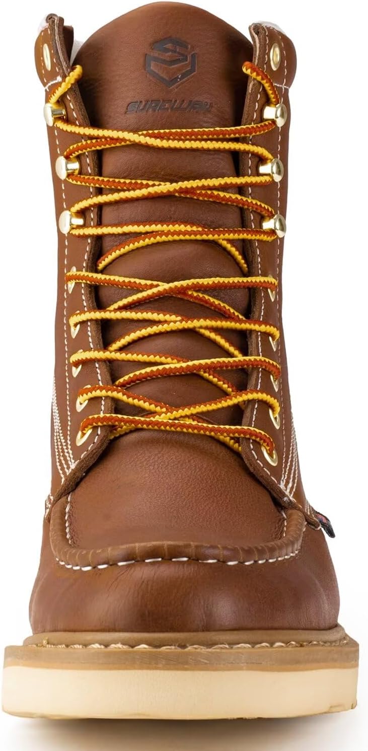 SUREWAY 8” Wedge Moc Toe Work Boots for Men – Soft Toe, Premium Full-Grain Leather, Safety Work Boots/Shoes, Comfort Insole, Superior Oil/Slip Resistant, Real Goodyear, EH Rated Industrial Construction Boots SUREWAY 8” Wedge Moc Toe Work Boots for Men – Soft Toe, Premium Full-Grain Leather, Safety Work Boots/Shoes, Comfort Insole, Superior Oil/Slip Resistant, Real Goodyear, EH Rated Industrial Construction Boots