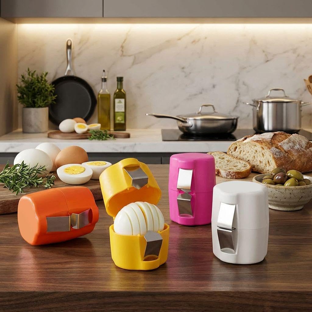 Egg Cracker Tool, One Hand Egg Opener & Separator for Raw Eggs, Mess Free Egg Shell Breaker for Baking Kitchen (Orange)