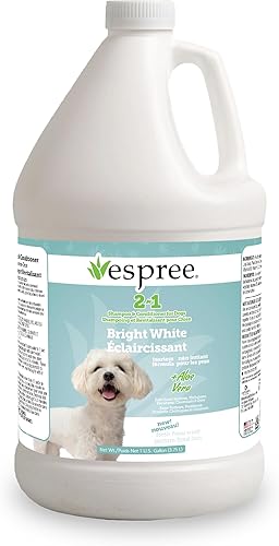 Espree Bright White Champú y acondicionador blanqueador para perros, fórmula iluminadora para mascotas blancas y con revestimiento ligero,