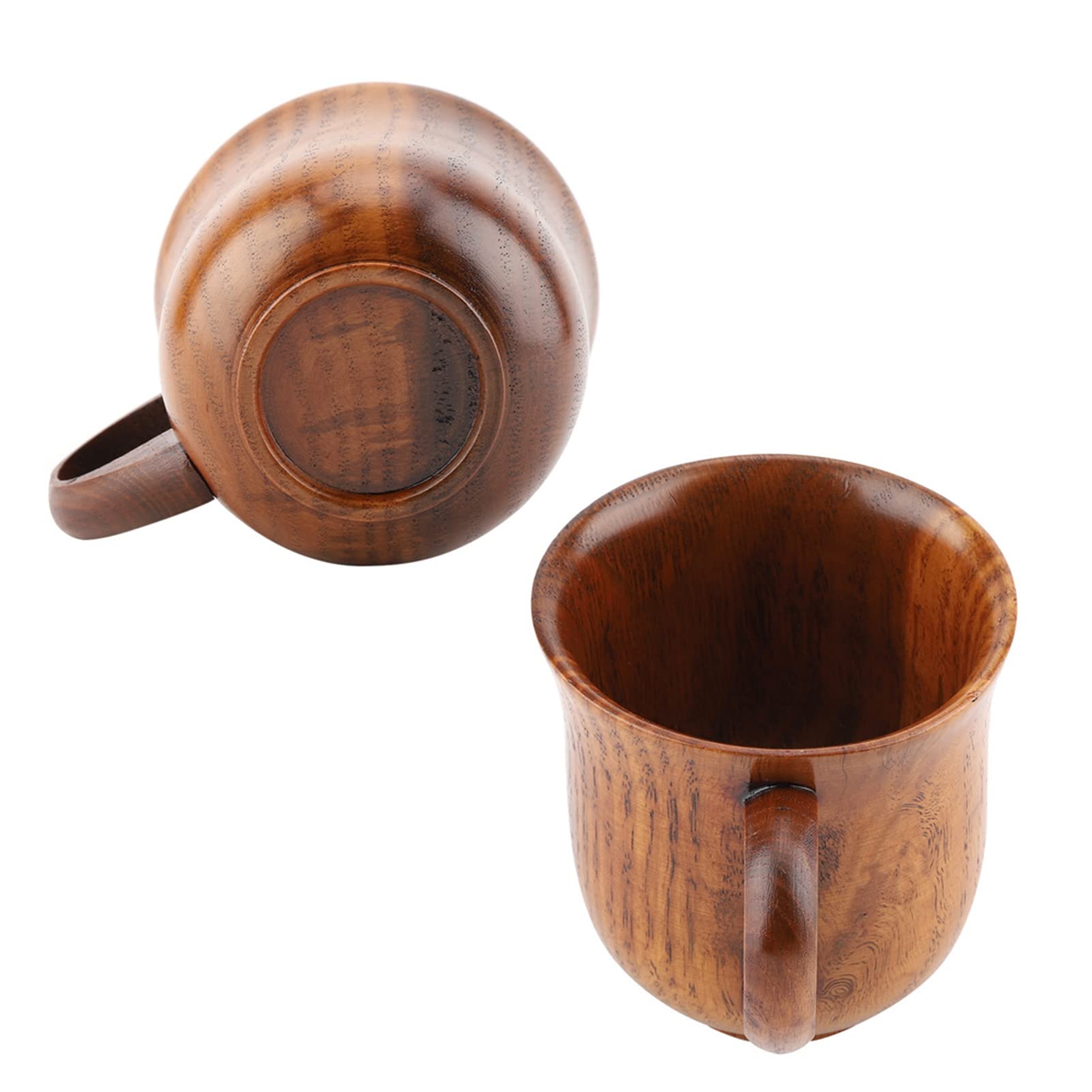 Fydun Wood Cup Wooden, Solid Wood Sake Cup Mug with Handle for Drinking Cooking Dining Tea Tea Coffee Wine Beer Hot Drinks Milk 2 (#2)