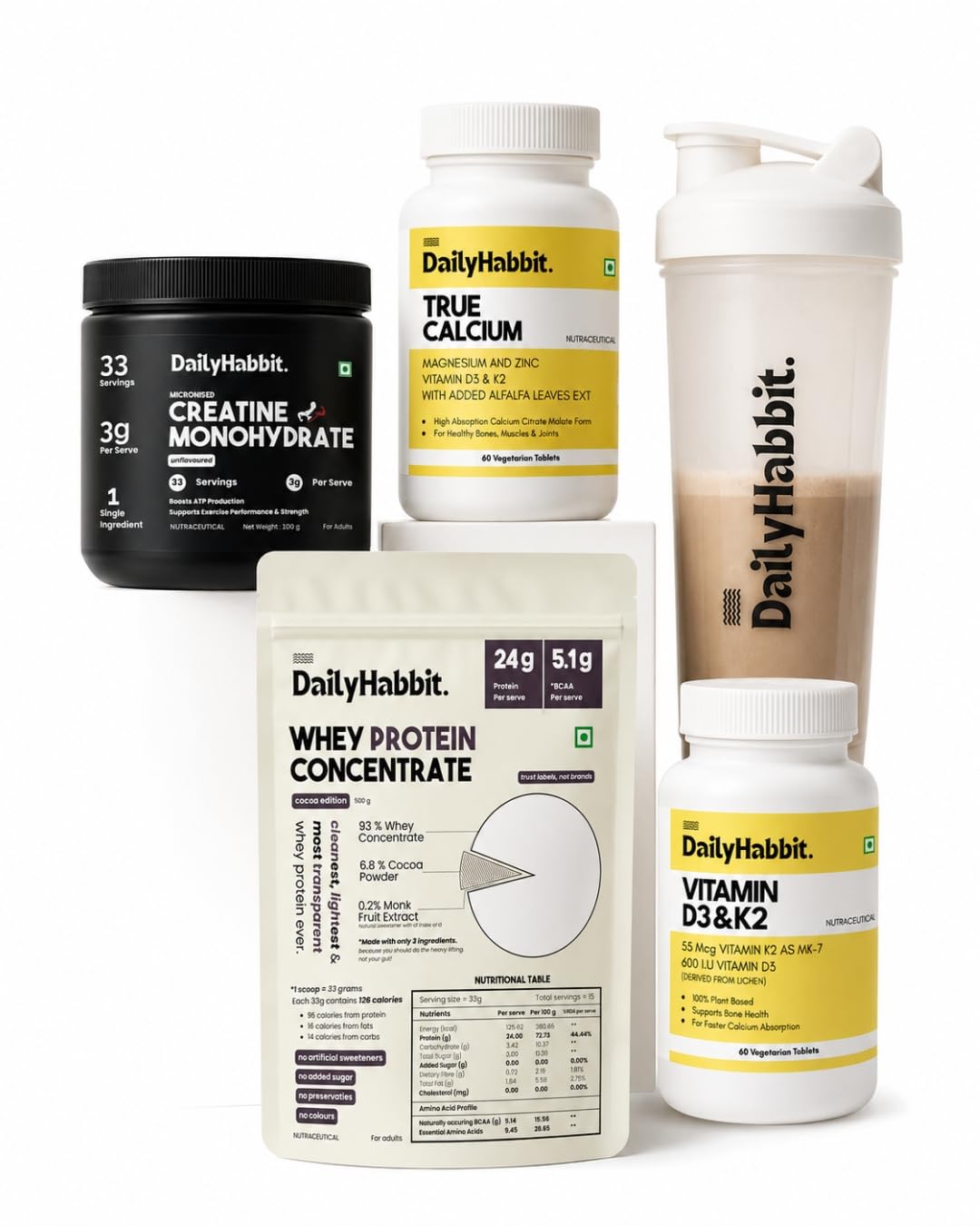 Complete Fitness Bundle | Whey Protein 500gm + Creatine + Vitamin D3 K2 + True Calcium + Shaker-image-38