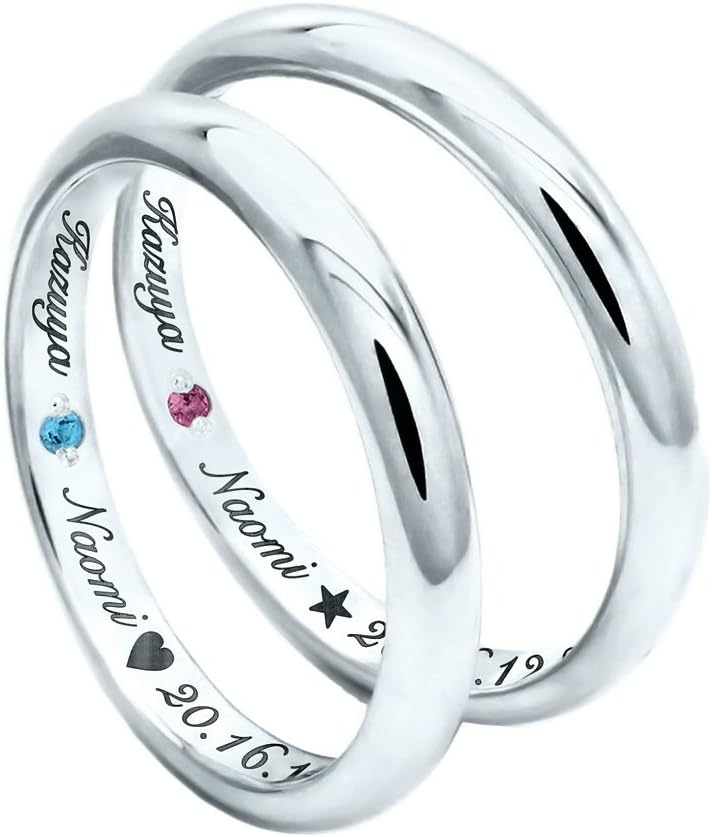 メッセージ刻印 シルバー925 誕生石が選べる ペアリング ２個セット ペアリング 好きなメッセージが刻印できる シルバー925 指輪2個セット