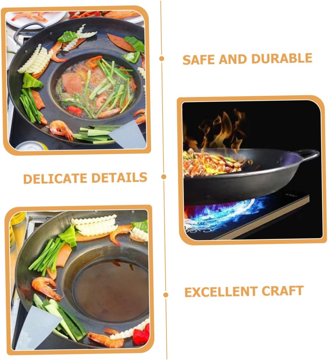 BESTOYARD 14'' Flat Bottom Concave Gong Pot Omelet Pans Outdoor Para Carnitas Crepe Pan Roasting Pan Cookware Pan Comal Frying Bowl Dosa Pan Outdoor Griddle Nonstick Pan Stainless Steel Tool Egg