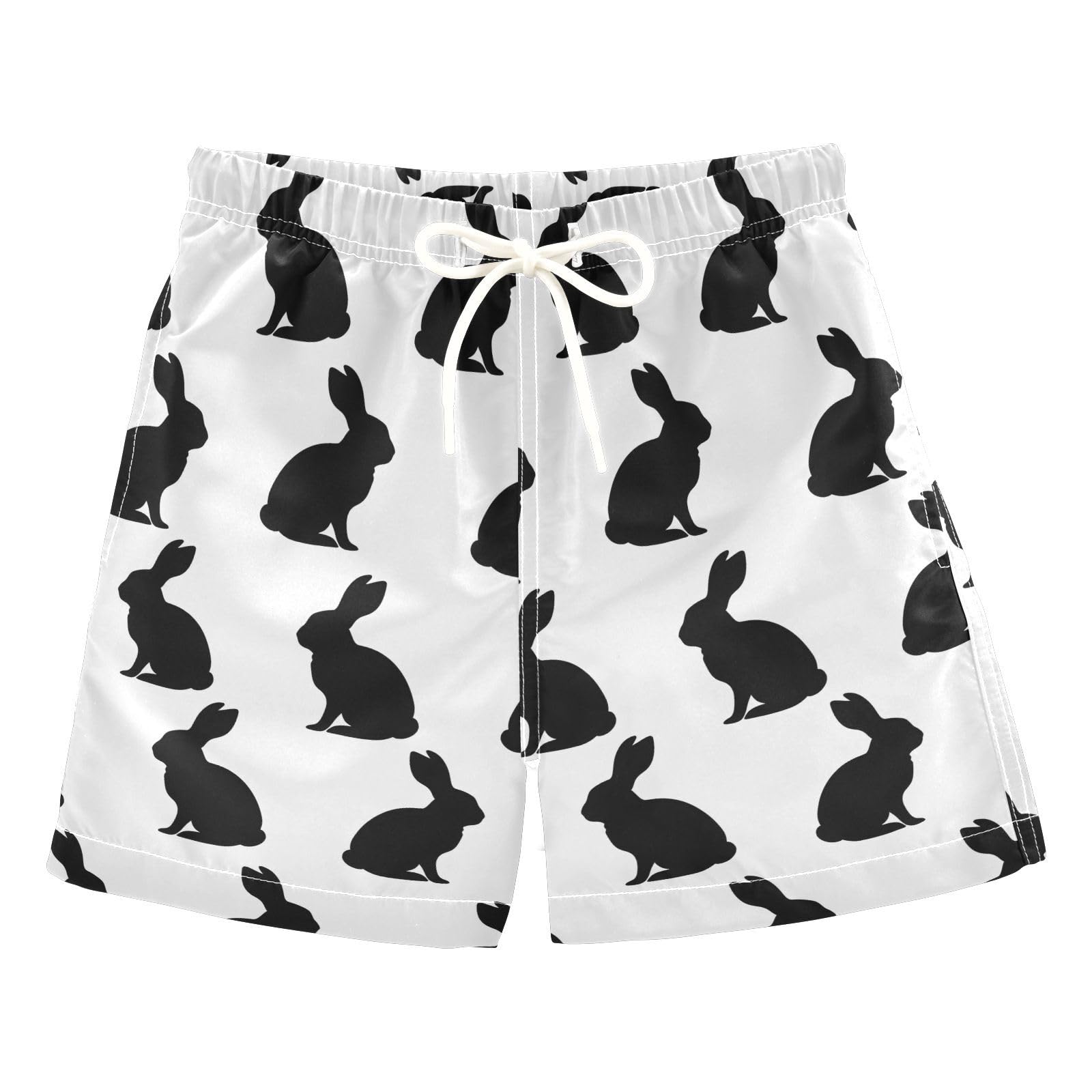 ALAZA Silhouette of Rabbit Black White Boys' Swim Trunks Beach Shorts Quick Dry Swimsuit 2T
