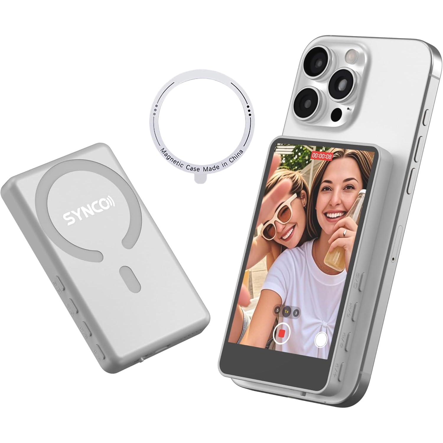SYNCO XView M4 Téléphone Vlog Selfie Moniteur Faible Latence Fixation magnétique Connectivité P2P Télécommande Bluetooth (Blanc)