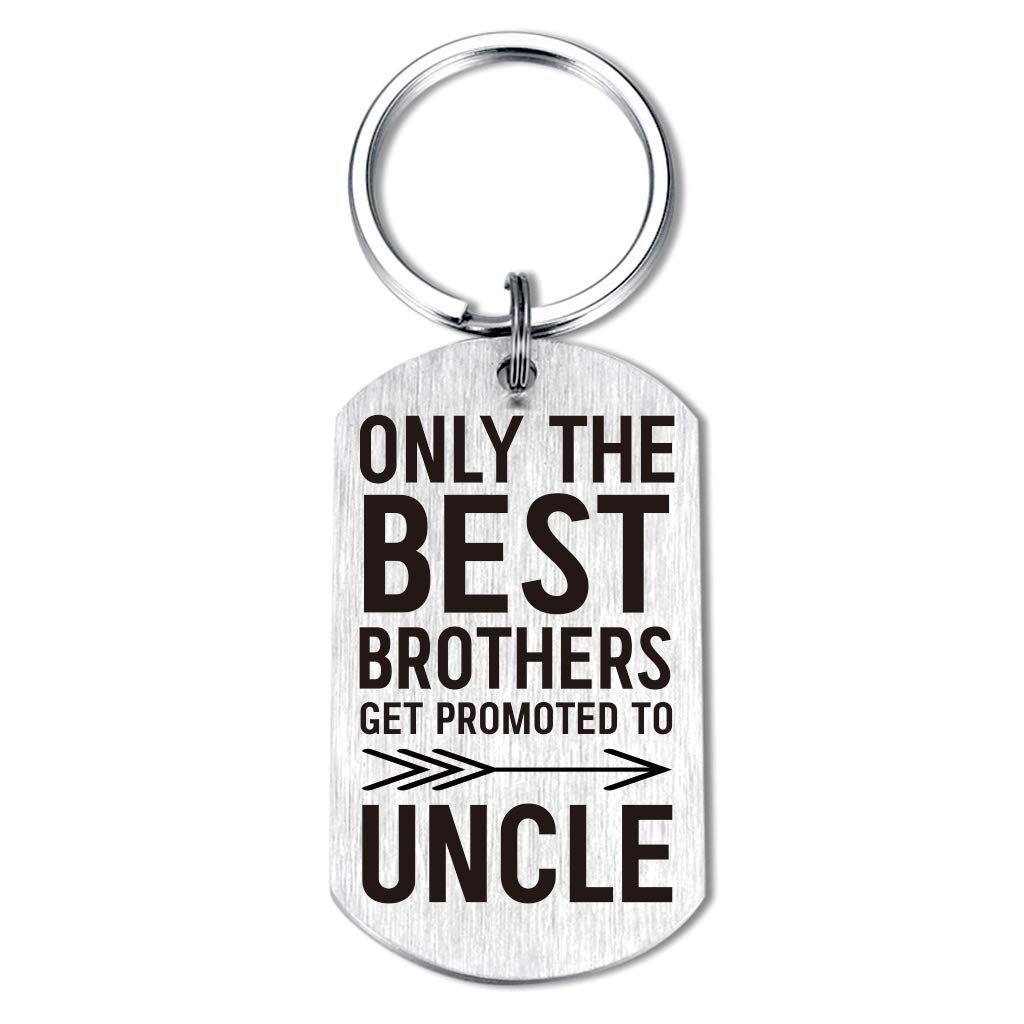 TANGWISHUncle Gifts for Fathers Day - Only the Best Brothers Get Promoted to Uncle - Promoted to Uncle Keychain 2023, Silver, pendant 2*1.1 inches