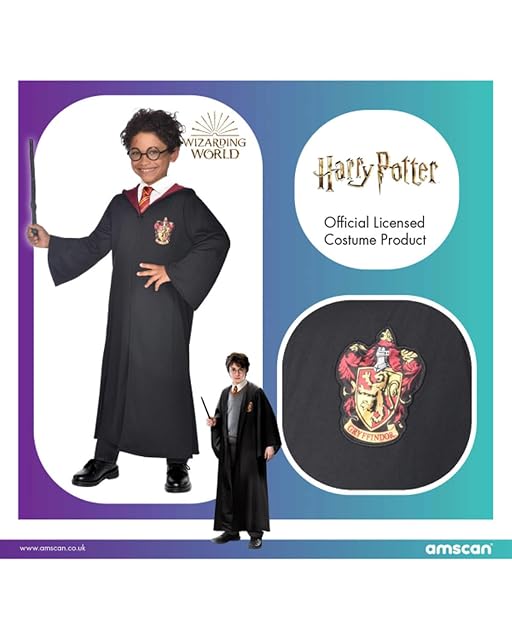 Foto 2 de 4 de amscan Disfraz infantil de Harry Potter con túnica Edad 12-14 años