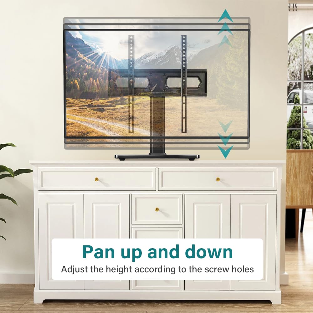BFTOU Support TV Universel pour téléviseurs de 27 à 75 Pouces pivotant +/-35° réglable en Hauteur Base TV VESA Max 400 x 400 mm, Peut Supporter jusqu'à 35 kg, Noir