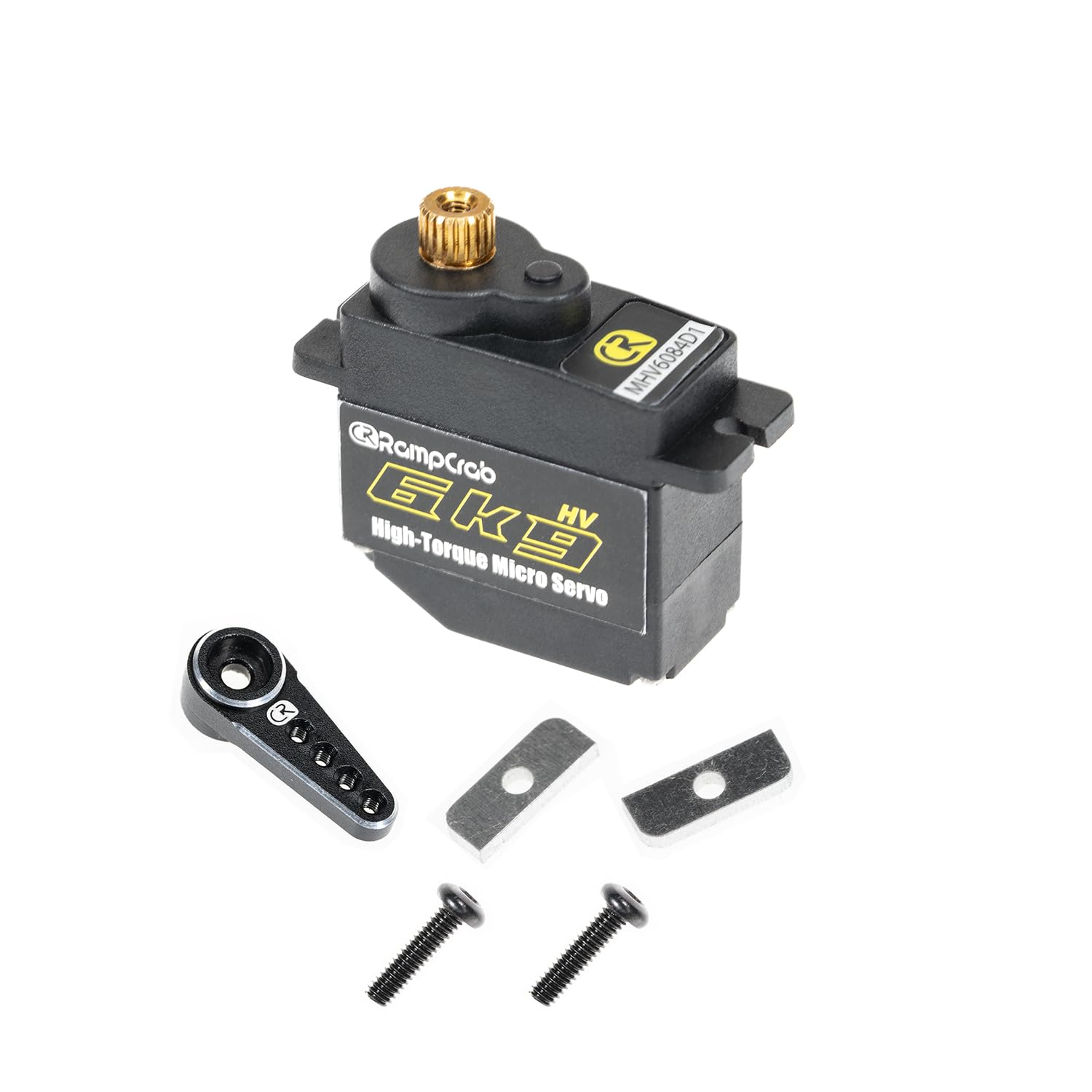 RampCrab 6kg Steering Servo with Servo Horn for SCX24 AX24, RC Car Model Parts, Upgrade Parts for Axial AX24 SCX24 1/24 RC Crawler (Black Horn)