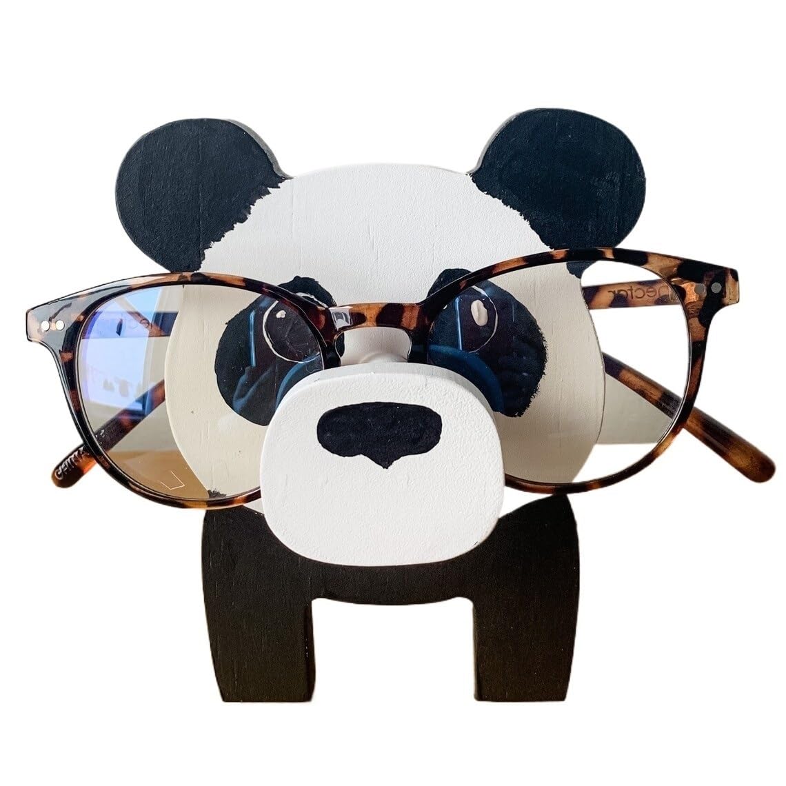 OZLCUA Spectacle Display Stand 3D Animal Glasses Rack Cute Cartoon Carvings Sunglass Display Rack Shelf Eyeglasses Stand Jewelry Wooden Holder Showcase Pet Eyeglass Holder(Panda)