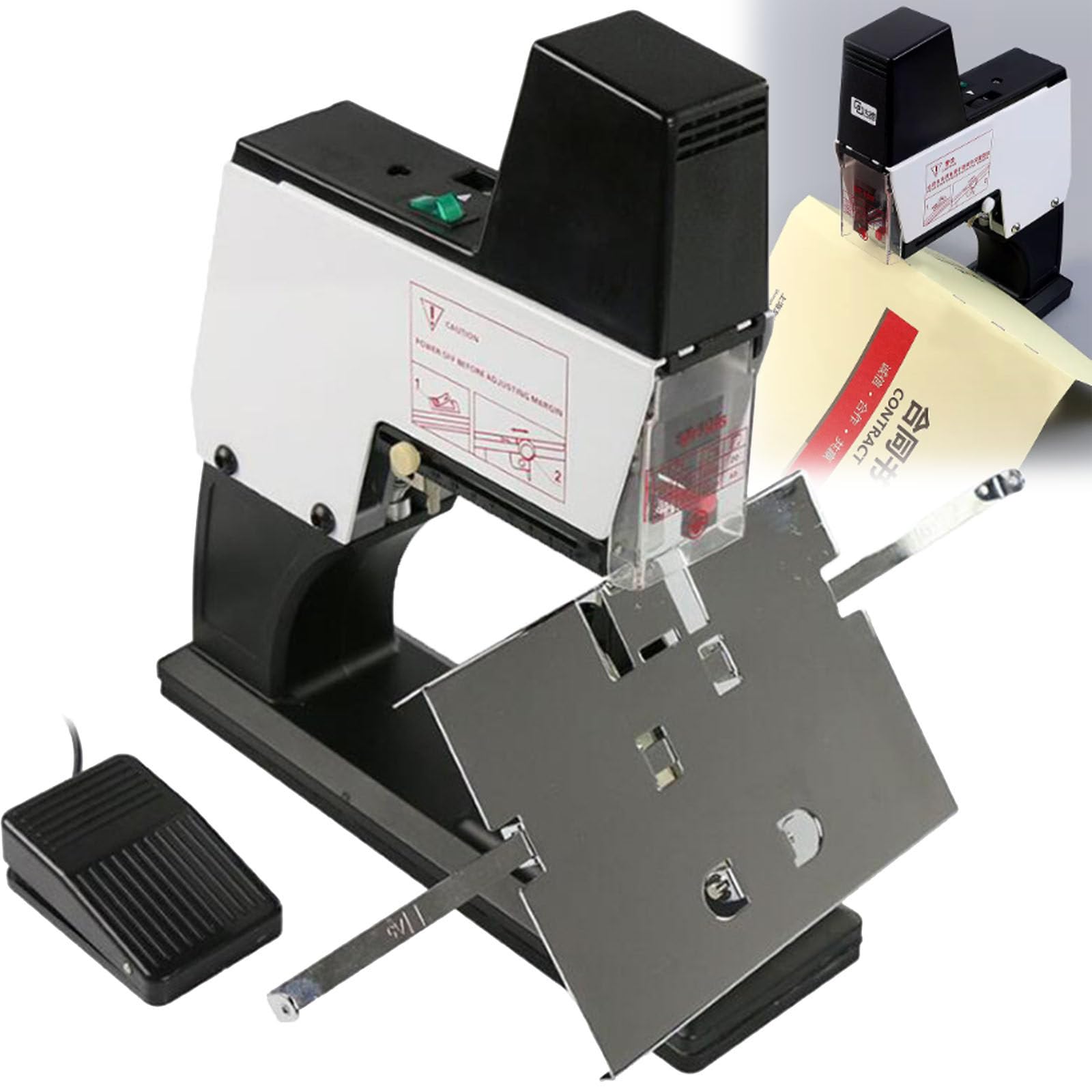Cucitrice elettrica, Automati Rapid Cucitrice Rilegatrice 40 Fogli con Pedale, Spessore Regolabile 100mm, 1-9 Livelli di Intensità Regolabili, rilegatrice per impieghi gravosi A3