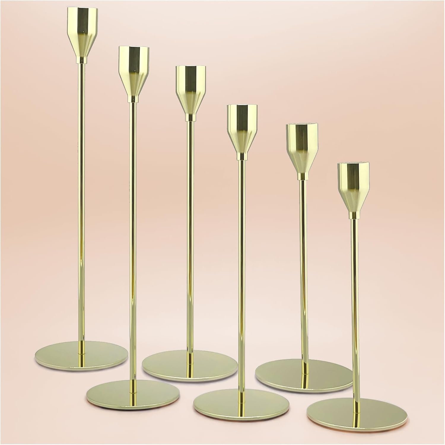 6Pcs Matte Black Candlestick Holders Set Fit 3/4" Tall Taper Candle Home Decorative Table Centerpieces for Family Dinning, Party Decoration