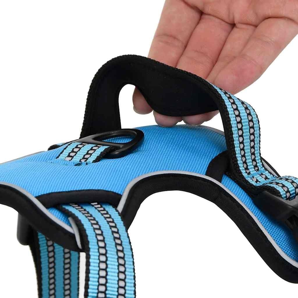 Pettorina per cani riflettente, regolabile, blu, XL, in poliestere, con 4 cinghie e 2 anelli, traspirante e lavabile, comoda per passeggiate e allenamento