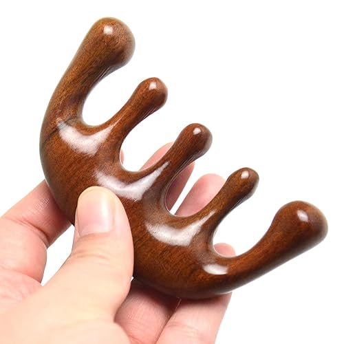 BLUPLE Peine de masaje de madera, 1 peine Gua Sha, peine de dientes anchos para cuero cabelludo, facial, masaje corporal, masajeador de sándalo BLUPLE Peine de masaje de madera, 1 peine Gua Sha, peine de dientes anchos para cuero cabelludo, facial, masaje corporal, masajeador de sándalo