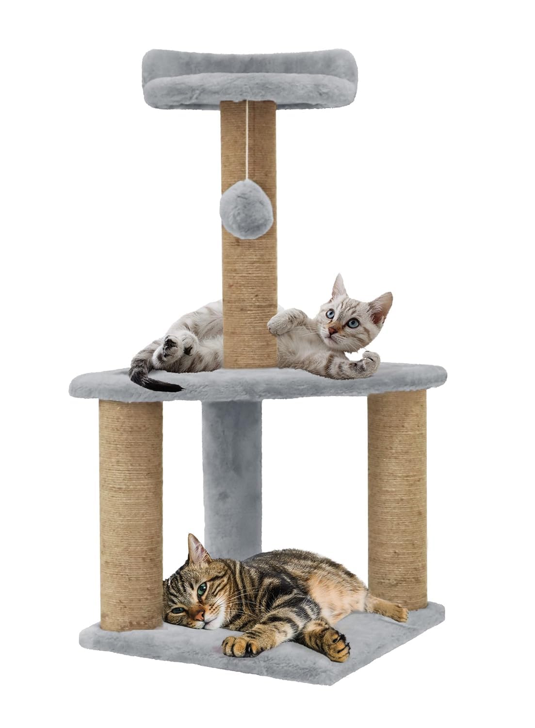 FURRLOVERS Soft Fur Activity Cat Tree for Kittens & Cats - Scratching Post, Natural Sisal Rope, Two Floor Tower, Hanging Ball (Height 32 Inch) (Grey - FURR-32) (B0CX1ZMZC5) Amazon Price History, Amazon Price Tracker