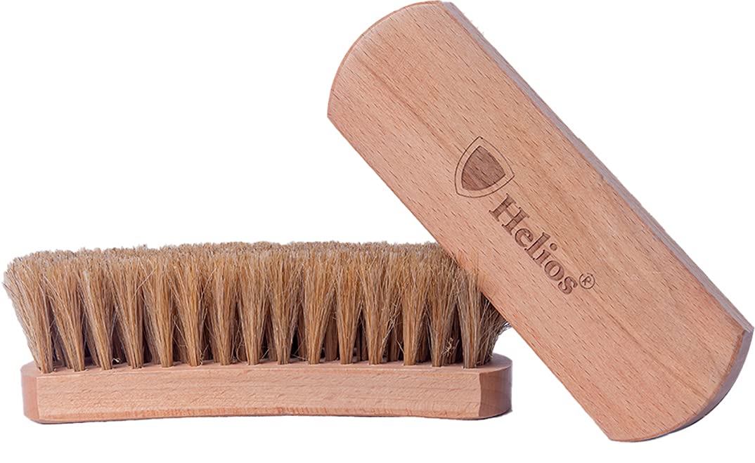 Helios 6.5 Inch 100% Horse Hair Shoe Brush - Big Size | Horse Hair Brush for Genuine Leather Shoes | for Leather Shoes | Cleaning, Polishing, Shining | Horse Hair | Long Bristles, Wooden Handle
