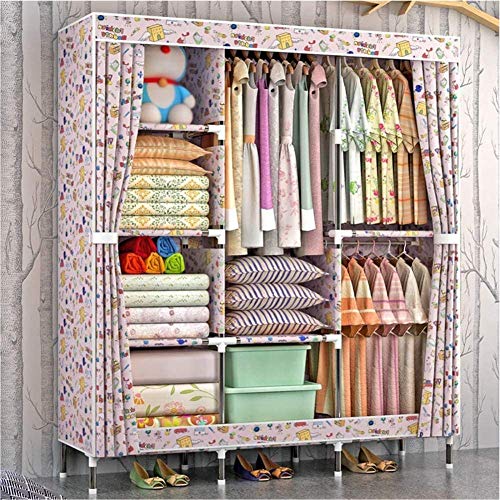 JFGCTYHXY Armario Plegable, con 3 Barras de Ropa y 6 estantes, fácil rápido Instalar, Plegable, Ideal for Dormitorio, Estudio, Zapatos, A/E