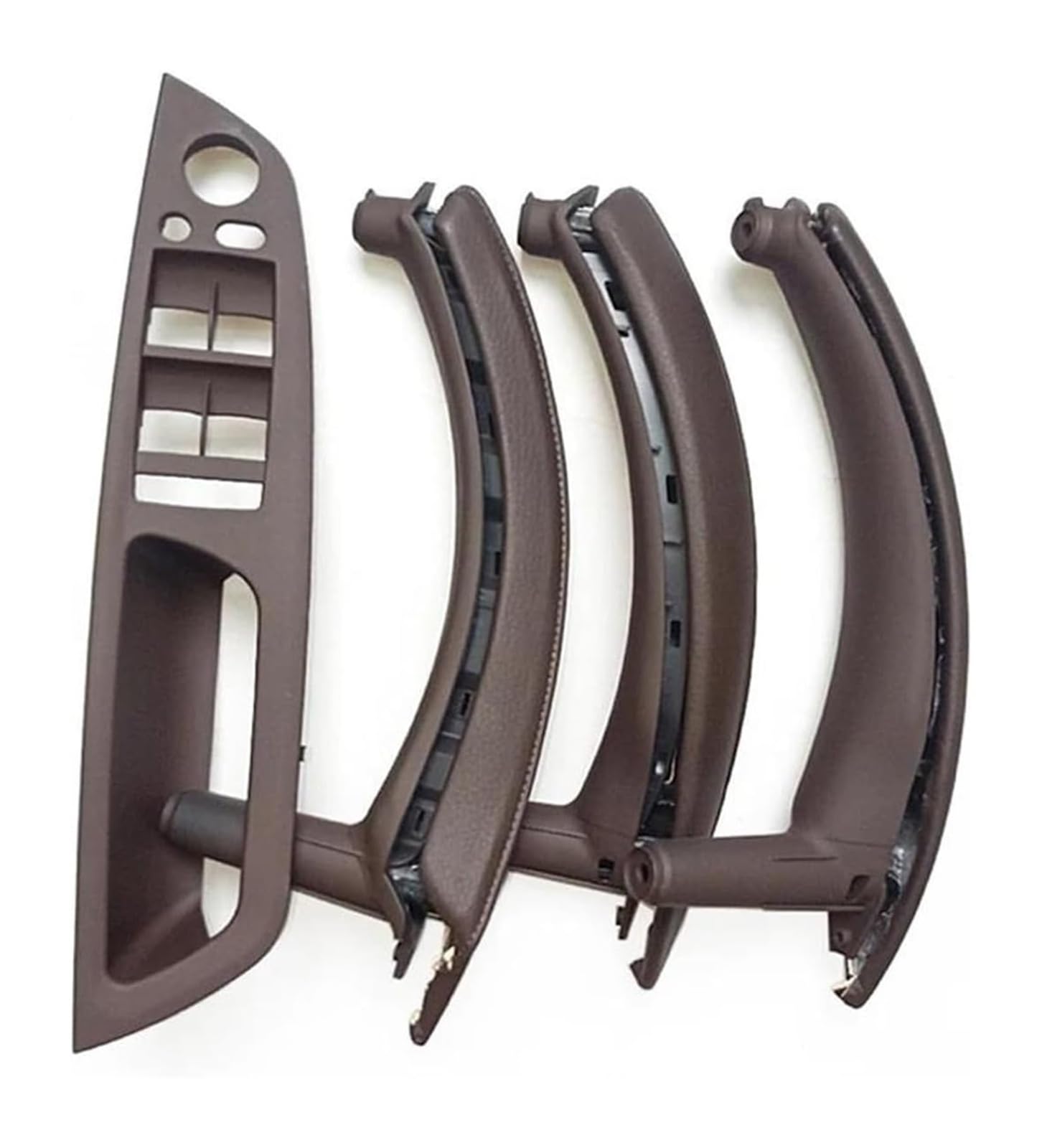 FANGZIQF Inner Door Pull Handles for X5 for X6 E70 E71 2007-2014 LHD RHD 7PCS Set Interior Door Window Switch Panel Pull Handle with Leather Cover(Moka,LHD)