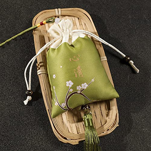 4 bolsas sachet bordadas para olor con cordón verde miniatura 1