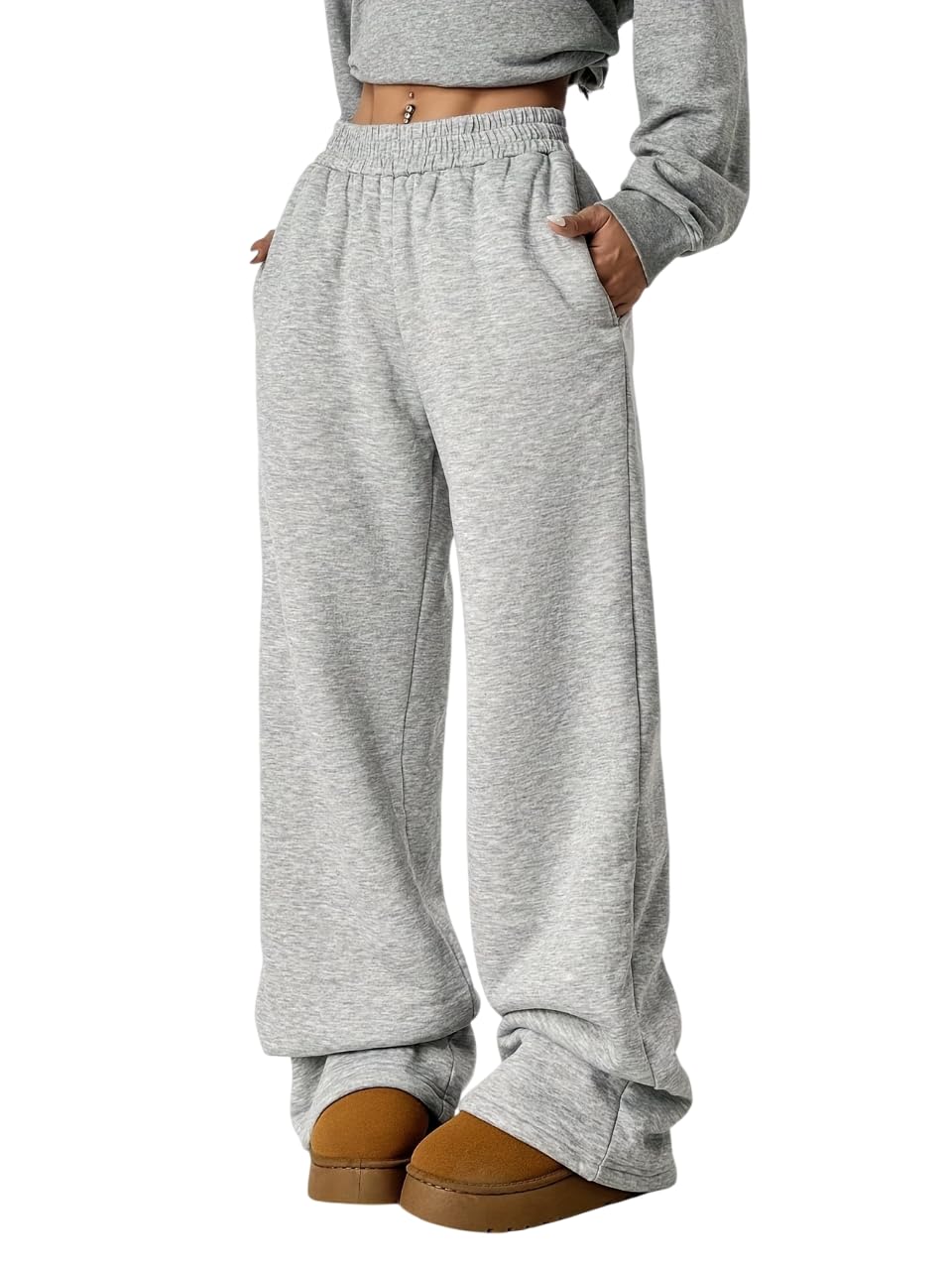 irondye Solid Cotton Blend Women Sweatpants Athleisure Track Pant Joggers-picture-45