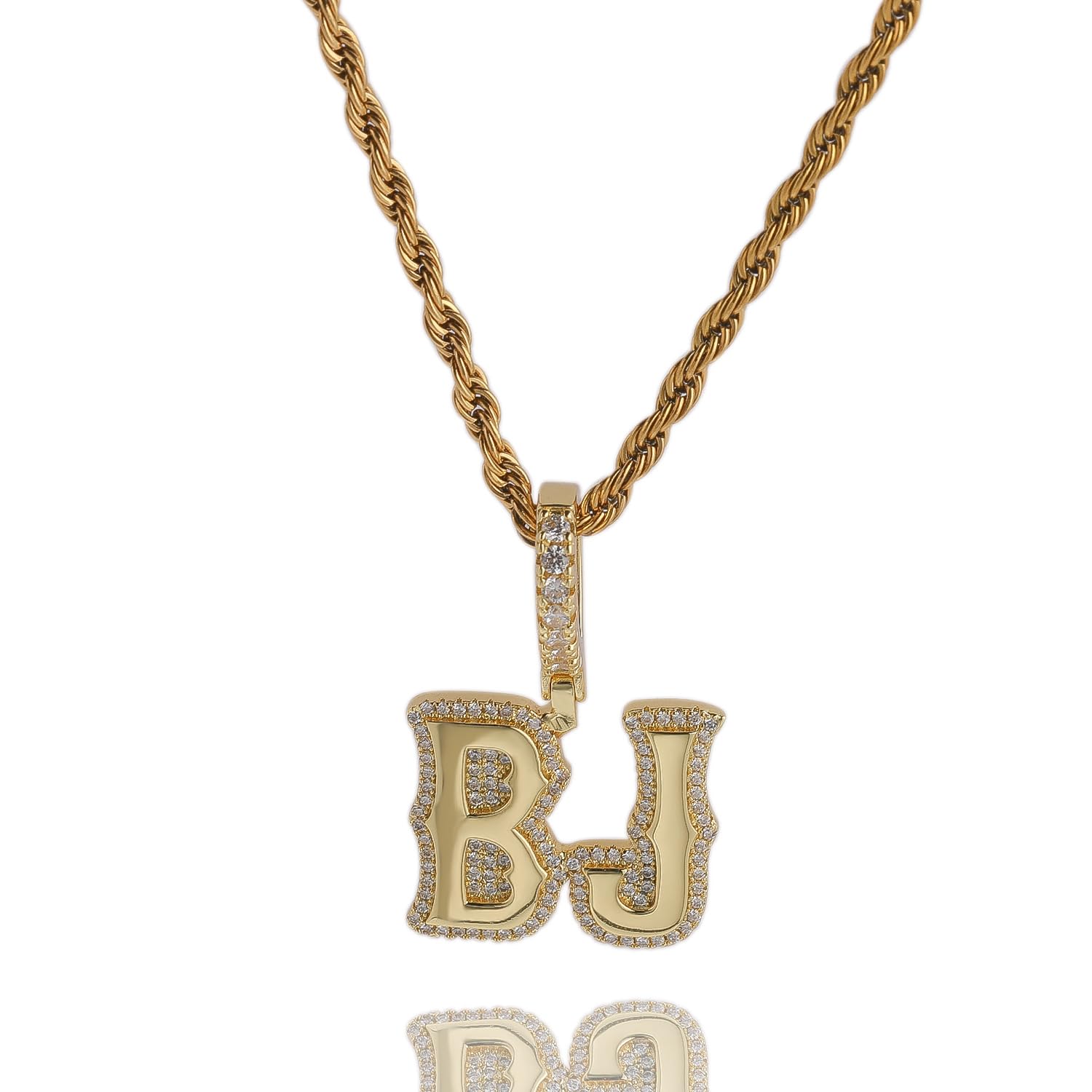 Collana Lettera Personalizzata, Pendente Oro 18K Placcato con Zirconi | Ottone placcato oro 18K con zirconi scintillanti. Delicata collana monogramma unisex, regalo Hip Hop ideale.