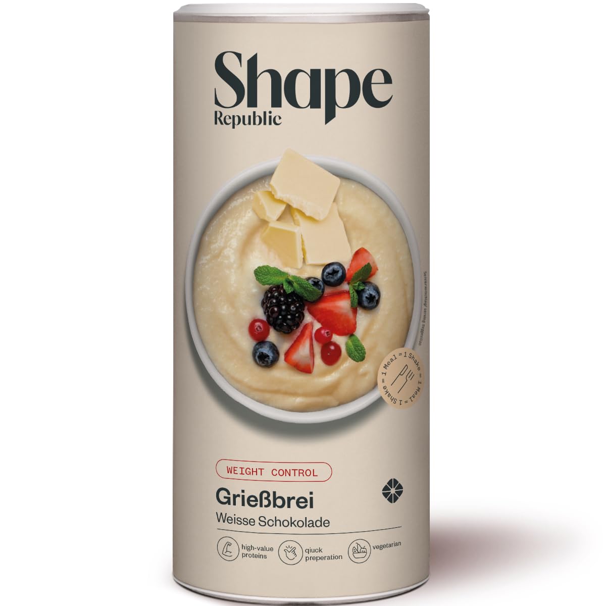 SHAPE REPUBLIC Grießbrei Schokolade (14 Portionen) - Proteinreich & nur 221kcal - schnell & einfach zubereitet