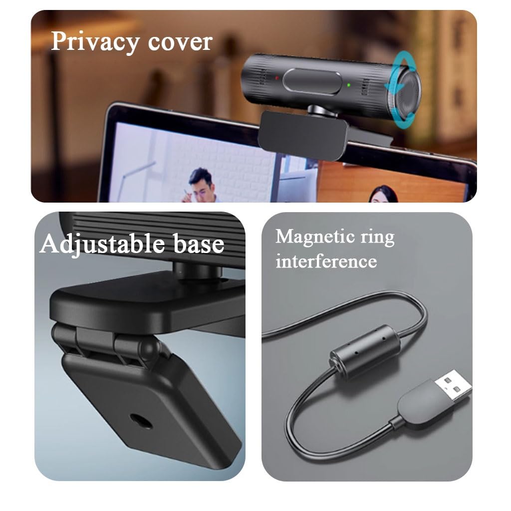 LEIYTFE Fotocamera Per Computer Portatile HD Wide-angle E Video Web Camera, Modalità Di Bellezza, Doppi Microfoni Ad Annullamento Del Rumore, Webcam Per Computer Per Calling Meeting Gaming(4K)