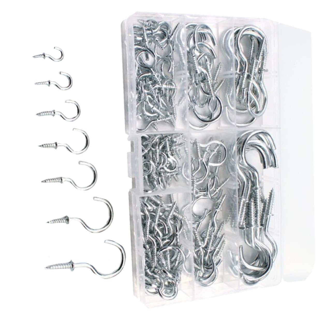 CIYODO 150pcs Ceiling Hook Set White Zinc Shape Hooks for Kitchen Bathroom Storage and Home Decor